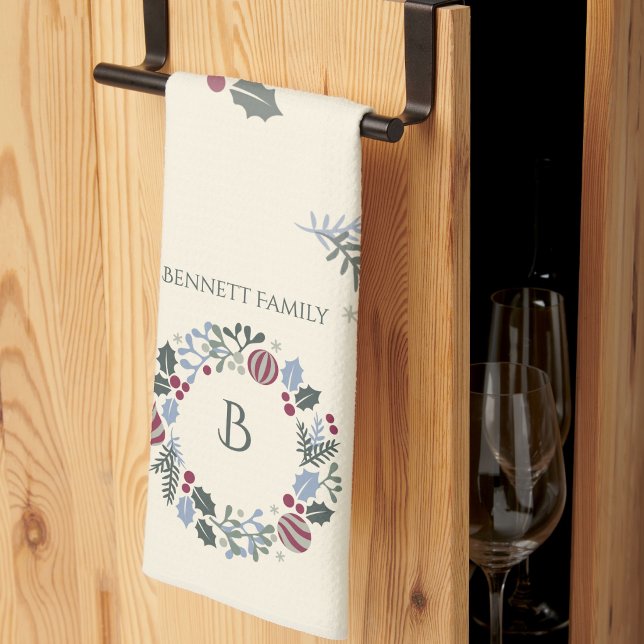 Weihnachtskranz Küchenhandtuch mit Monogramm-Gesch Geschirrtuch (Von Creator hochgeladen)