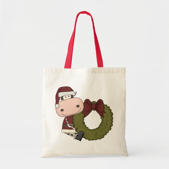 WeihnachtsKranz-Kuh-Geschenk-Tasche Tragetasche (Vorne)