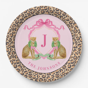 Weihnachtskranz Leopard Wappen Monogramm Pappteller