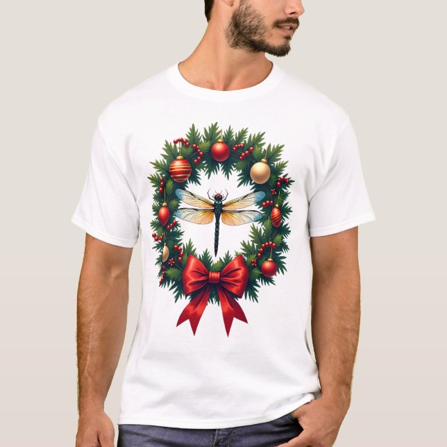 Weihnachtskranz Libelle T-Shirt (Vorderseite)