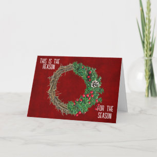 Weihnachtskranz mit Dornenkrone und Beeren Feiertagskarte