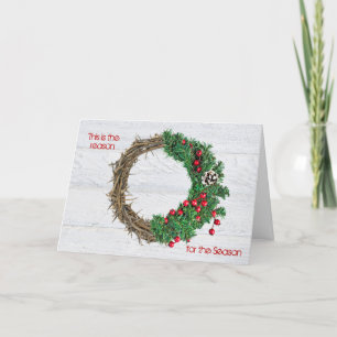 Weihnachtskranz mit Dornenkronen Feiertagskarte