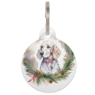 Weihnachtskranz mit English Setter Festlicher Hund Haustiermarke