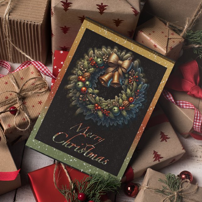 Weihnachtskranz mit Grußkarte Feiertagskarte (Von Creator hochgeladen)