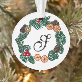 Weihnachtskranz mit individualisierbarem Anfangsbu Ornament