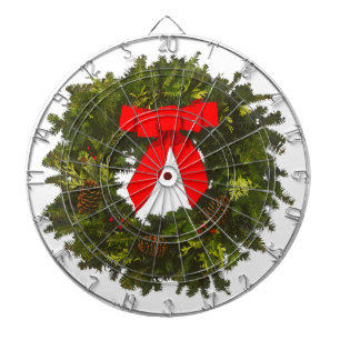 Weihnachtskranz mit Kiefernfüßen und Rotem Bogen Dartscheibe