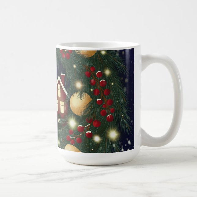 Weihnachtskranz mit Kiefernzweigen Kaffeetasse (Rechts)