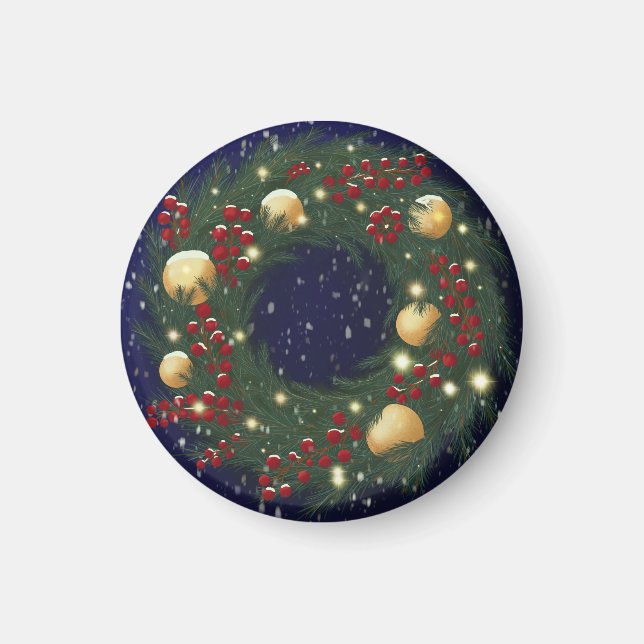 Weihnachtskranz mit Kiefernzweigen Magnet (Vorne)