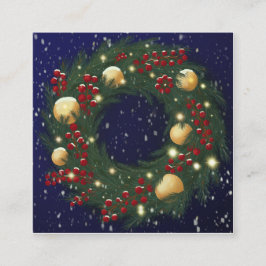 Weihnachtskranz mit Kiefernzweigen Quadratische Visitenkarte