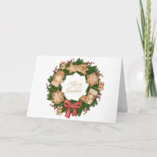 Weihnachtskranz mit Lebkuchen, Beeren Karte