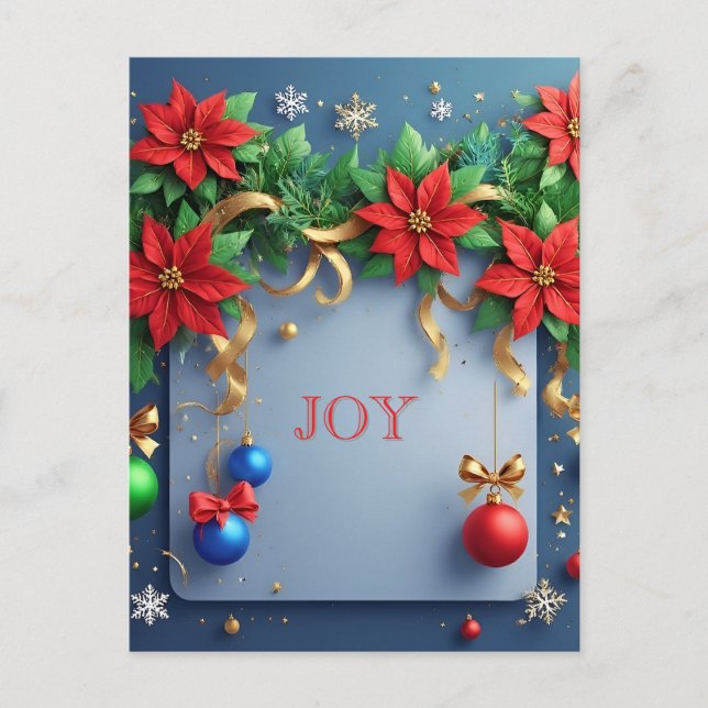Weihnachtskranz mit Poinsettias Postkarte (Vorderseite)