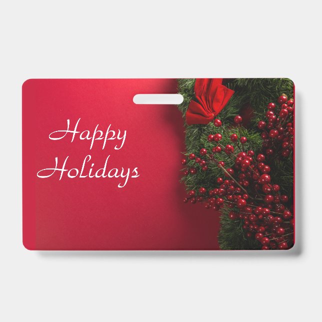 Weihnachtskranz mit roten Beeren Ausweis (Vorderseite)