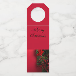 Weihnachtskranz mit roten Beeren Flaschenanhänger