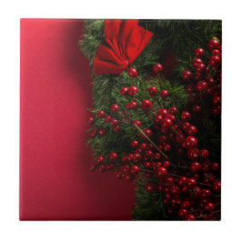Weihnachtskranz mit roten Beeren Fliese