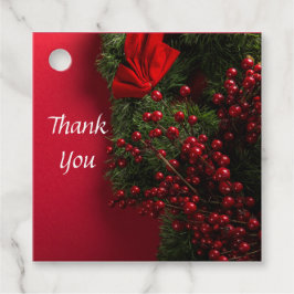 Weihnachtskranz mit roten Beeren Geschenkanhänger