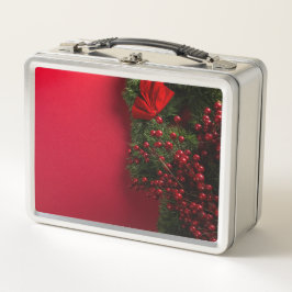 Weihnachtskranz mit roten Beeren Metall Brotdose