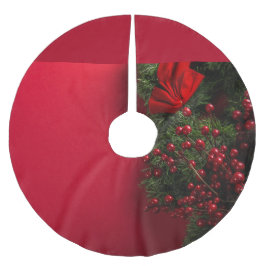Weihnachtskranz mit roten Beeren Polyester Weihnachtsbaumdecke