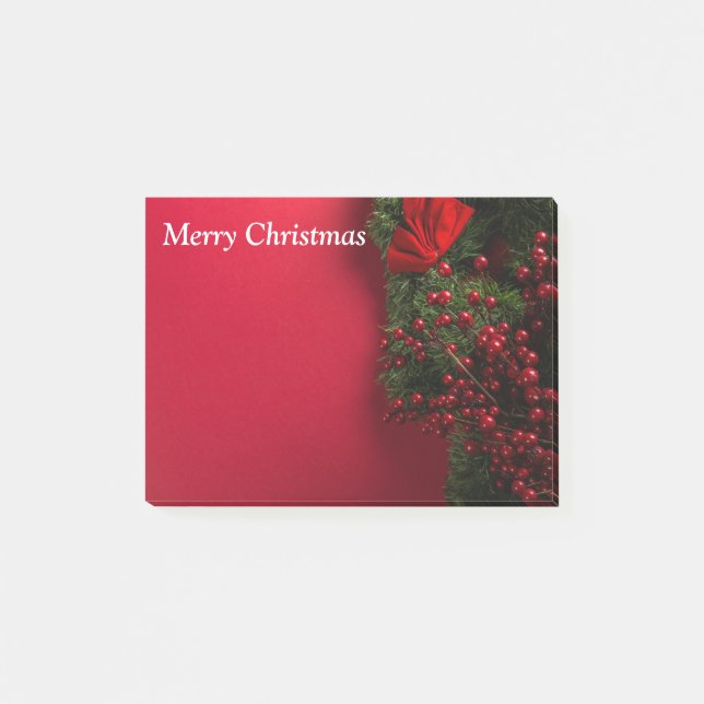 Weihnachtskranz mit roten Beeren Post-it Klebezettel (Vorderseite)