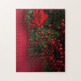 Weihnachtskranz mit roten Beeren Puzzle