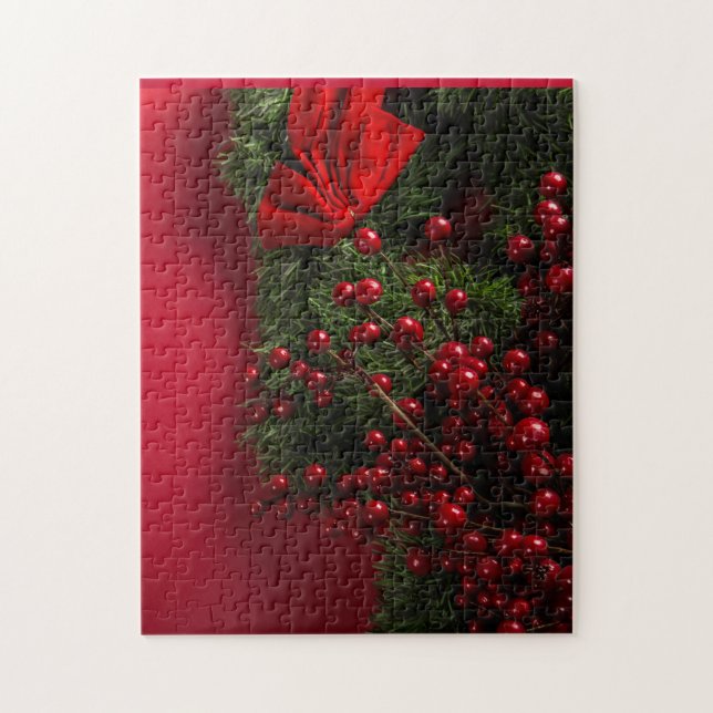 Weihnachtskranz mit roten Beeren Puzzle (Vertikal)