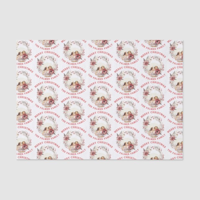 Weihnachtskranz mit roten Blume und Foto Seidenpapier (Vorderseite)