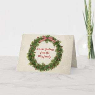 Weihnachtskranz mit roten Lichtern und Bugs Karte