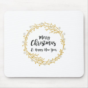 Weihnachtskranz mit Silberschneeflocken im Glitzer Mousepad