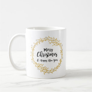Weihnachtskranz mit Silberschneeflocken im Glitzer Tasse