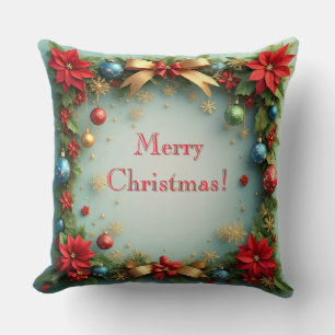 Weihnachtskranz mit Weihnachtssternen Kissen