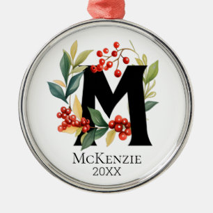 Weihnachtskranz Monogramm Anfangsbuchstabe M Ornament Aus Metall
