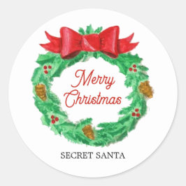 Weihnachtskranz Personalisiert Quadratischer Aufkleber