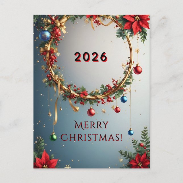 Weihnachtskranz Postkarte (Vorderseite)