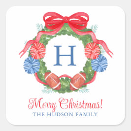 Weihnachtskranz Quadratischer Aufkleber