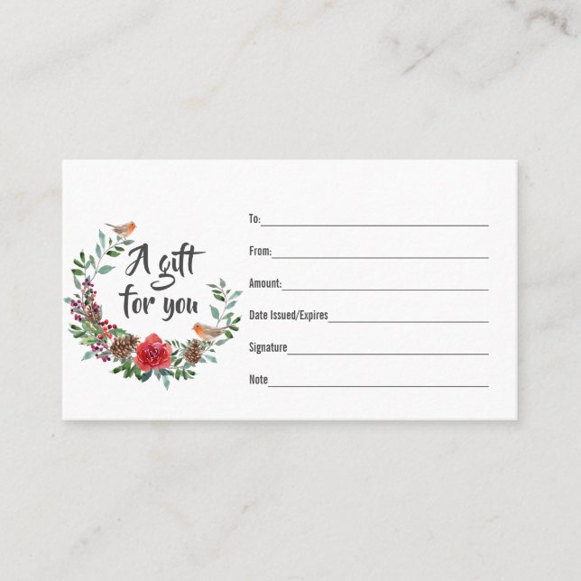 Weihnachtskranz Red Robin Geschenkkarte Treuekarte (Vorderseite)