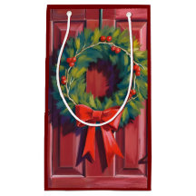 Weihnachtskranz rote Tür Aquarell