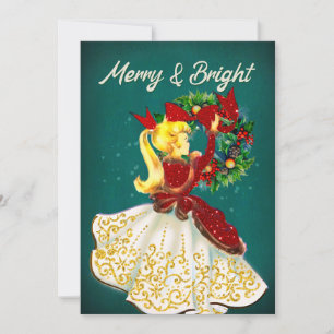 Weihnachtskranz Rotgold Glitzer Mädchen Dankeskarte
