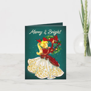 Weihnachtskranz Rotgold Glitzer Mädchen Einladung