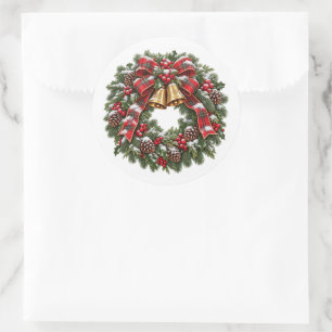 Weihnachtskranz-Rundaufkleber Runder Aufkleber