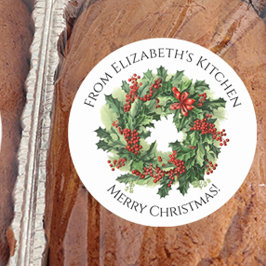 Weihnachtskranz selbst gemachte Nahrung Geschenk Runder Aufkleber