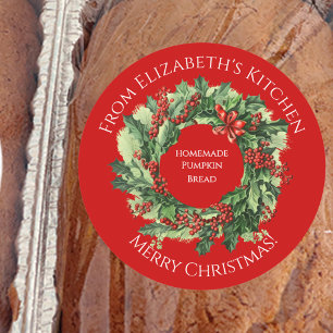Weihnachtskranz Selbstgemachtes Lebensmittel-Gesch Runder Aufkleber