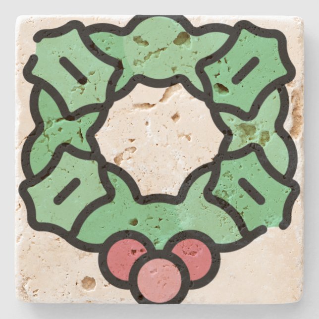 Weihnachtskranz Steinuntersetzer (Vorderseite)