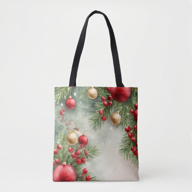 Weihnachtskranz Tote Tasche (Vorderseite)
