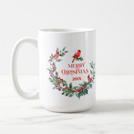 Weihnachtskranz, Typografie und Roter Robin Kaffeetasse