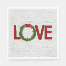 Weihnachtskranz und LIEBE auf Birne Serviette
