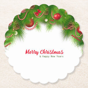 Weihnachtskranz und Rote Bulben und Geschenke Untersetzer