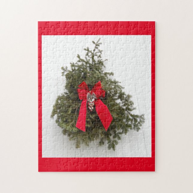 Weihnachtskranz und Roter Bogen Puzzle (Vertikal)