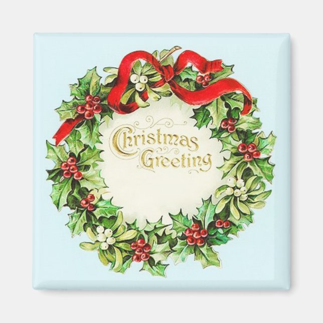 Weihnachtskranz Vintage Magnet (Vorne)