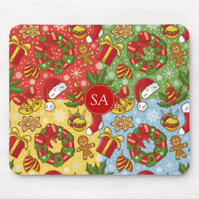 Weihnachtskranz, Weihnachtsschmuck, Hut des Weihna Mousepad (Vorne)