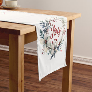 Weihnachtskranz, weiße Blume und Beeren genießen Kurzer Tischläufer