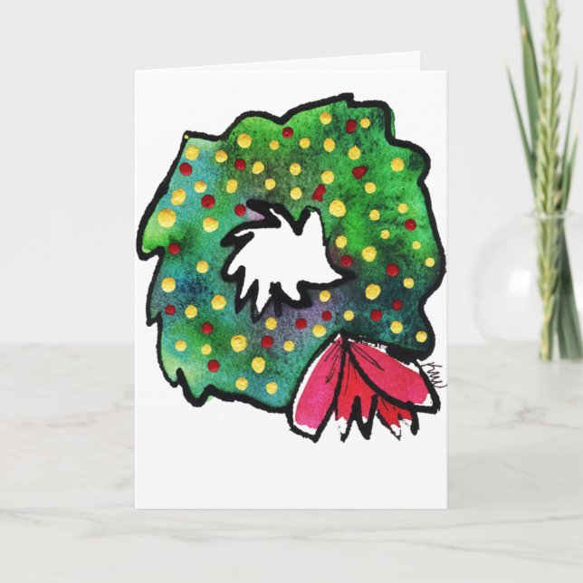 Weihnachtskranz Whimsy Grußkarte Feiertagskarte (Vorderseite)